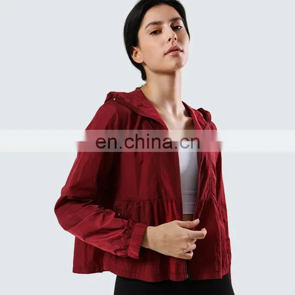 Ready To Ship Outdoor Fitness Wear Waterproof Rash Guard UV Protection Clothing Women Workout Running Sports Yoga Jacket photo-4