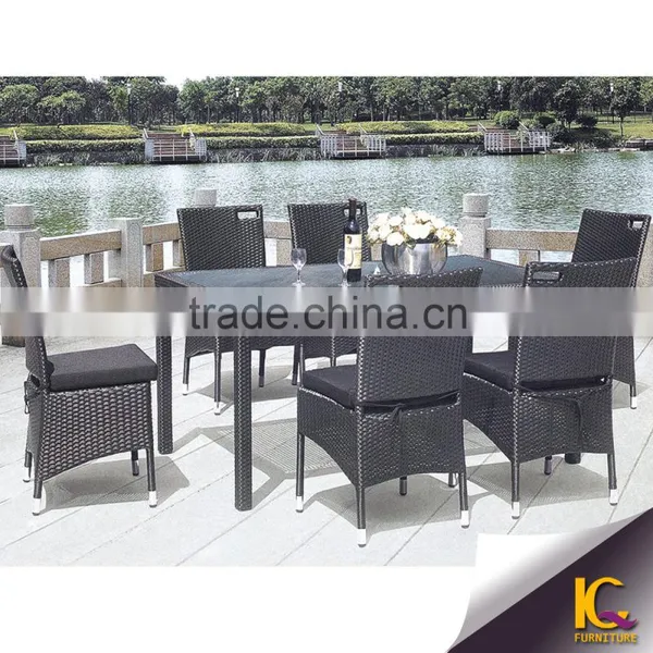Aluminum Synthetic Rattan Outdoor Restaurant Dining Set With Waterproof Cushion photo-4