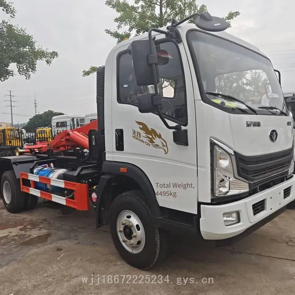 Sinotruk Haoman m3 Blue - Plate Hook - Arm Garbage Truck With Weichai 180 - Horsepower Engine and Additional Water Sprinkling Device