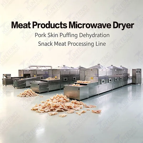 SUS304 Meat Products Microwave Dryer Pork Skin Puffing Dehydration Machine for Snack Meat Processing Production Line EPC