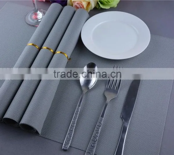 PVC Plastic Table Mat Dinner Placemat Light Grey Placemat Pure Color 45*30cm photo-5