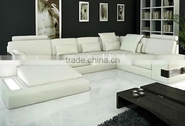 2014 Latest Design Modern Style Top Grain Leather Sectional Sofa Furniture 9107 for Foshan Quality Choice