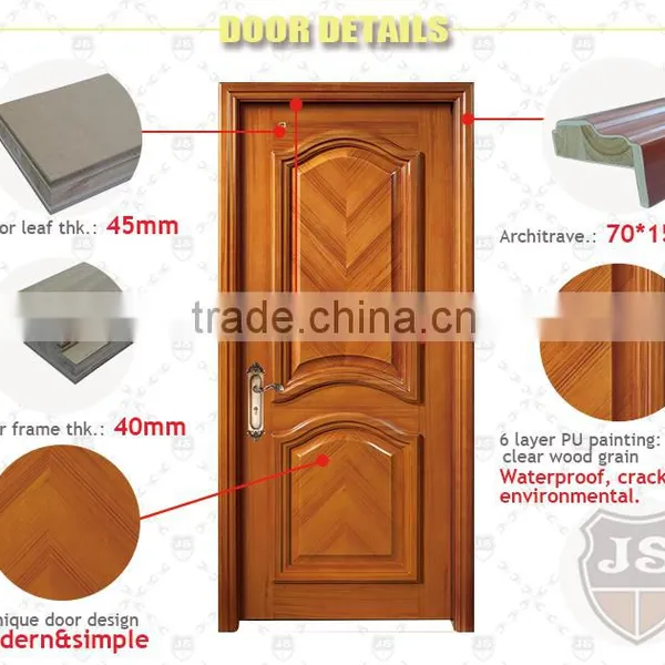Interior Room Panels Flush Teak Solid Wood Door Deisgn for photo-2