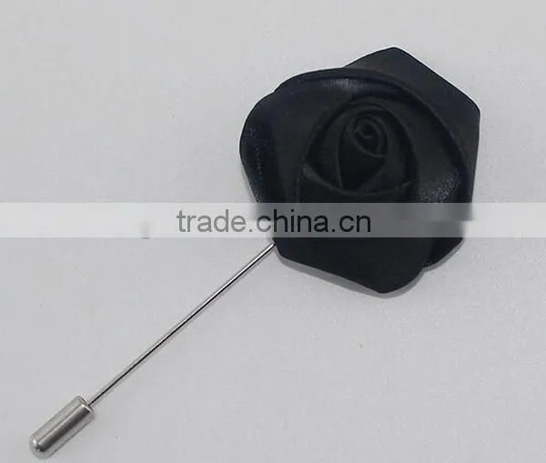 Silk Rose Flower Corsage Long Pin Brooch For Men's Suits Wedding Occasion photo-3