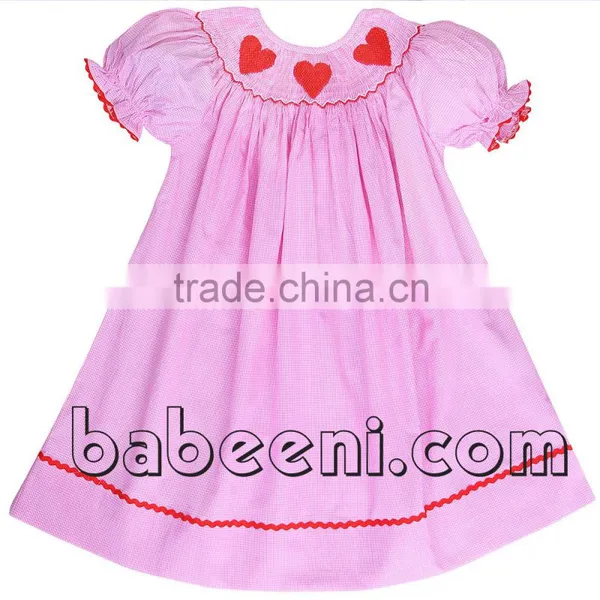 Lovely Heart Hand Smocked Bishop Dress With 100% Cotton