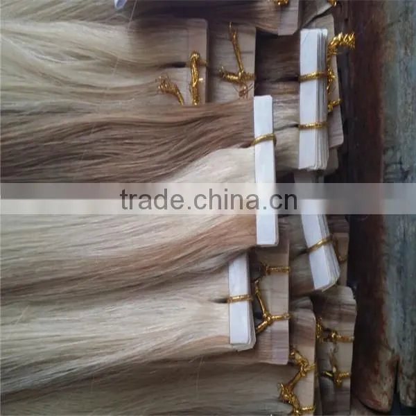 Straight 100% Remy Human Hair Extensions PU Tape in Hair Piece photo-6