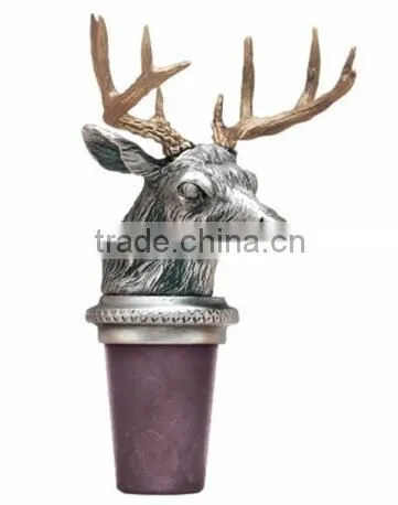 Deer Head Metal Cork Wine Bottle Stopper Wholesale / With Cork Stopper