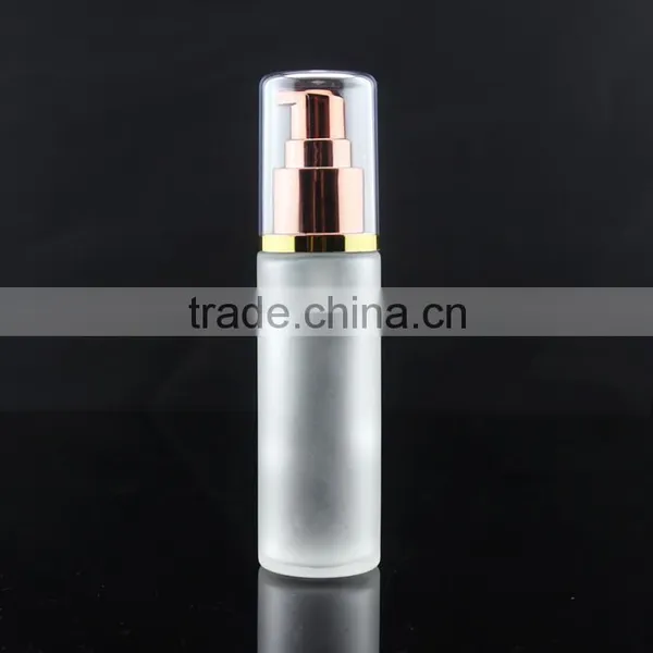 Whole Sale Frosted Glass Bottle With Metal Press Pump photo-2