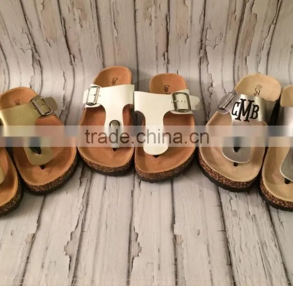 Monogrammed Sandals Personalized T Strap Shoes Womens Birkenstock Style photo-3