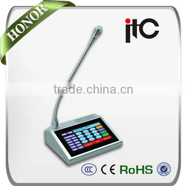 ITC T-6702A Support 7" Touch Screen Embedded DSP Audio Processor IP Paging Microphone