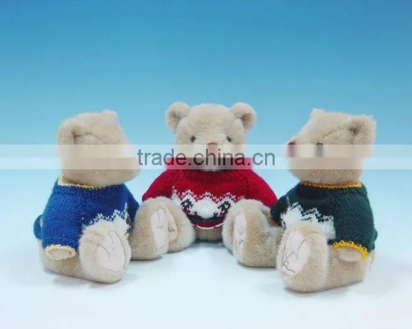 25cm Nice Lovely 3-colour Stuffed Plush Teddy Bear With Knitted Dress