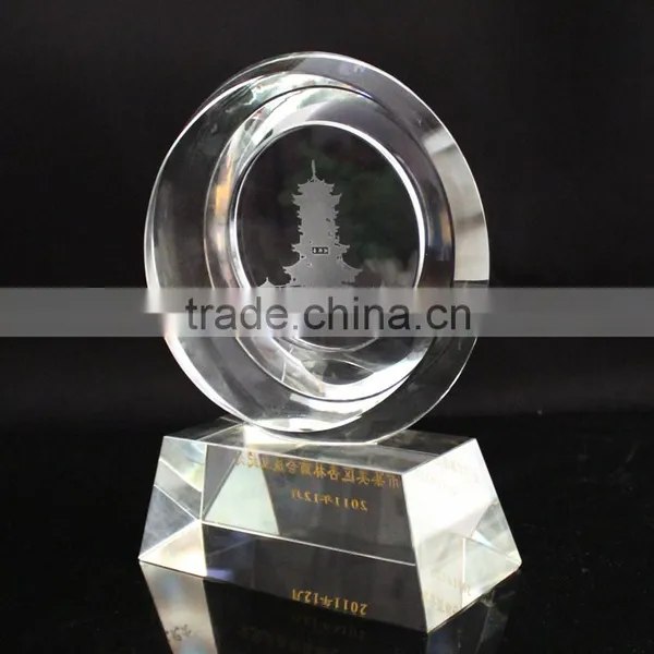 Wholesale Crystal Glass Trophy Cup Award With Building Engraving photo-4