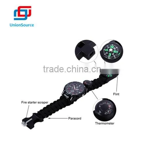 Fashion Paracord Watch Bracelets With Flintstone and Compass photo-4