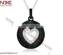Hot Sale Love Heart Design Fashion Costum 925 Silver Jewelry Pendant,AAA Grade White Cz,black Rhodium Plated Cheap Pendant