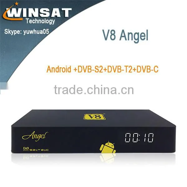 2015 NEW Arrival Andriod Combo DVB-S2+T2+Cable V8 Angel Satellite Receiver Built in Bluetooth and WiFi Support IPTV & VOD