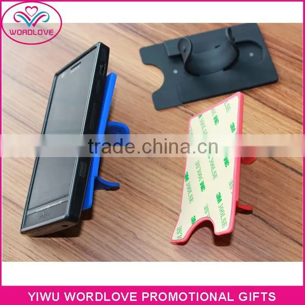 Eco-friendly High Quality 100% Silicon 3M Adhesiver Sticker Silicone Smart Wallet With Phone Stand,Cell Phone Card Holder photo-2