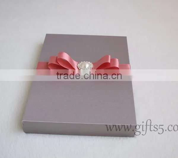 Custom Handmade Wedding Invitation Box With Ribbon photo-4