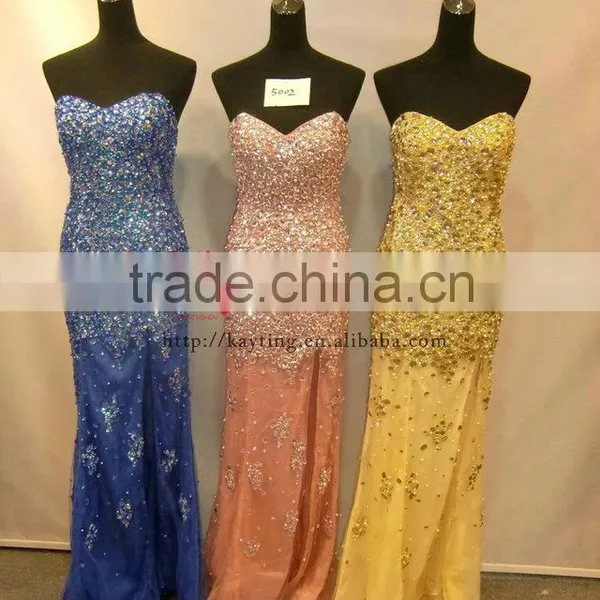 2014 Latest Design Off-shoulder Sexy High Slit Pink Evening Dress Celebrity Evening Dress photo-5