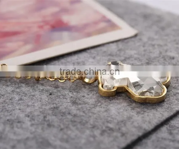 China Top Wholesale Fashionable Gold Chain White Big Charm Necklace With Bear photo-3