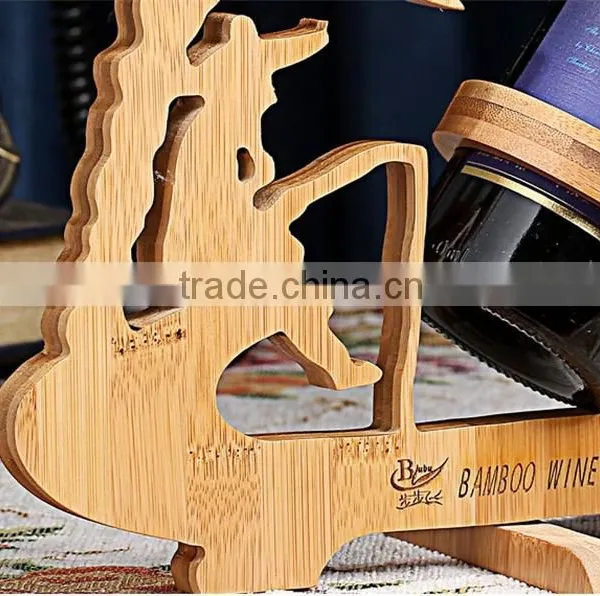 WR007/100% Bamboo Material Chinese Style Hot Sale Fishing Shaped Folding Bamboo Wine Rack photo-4