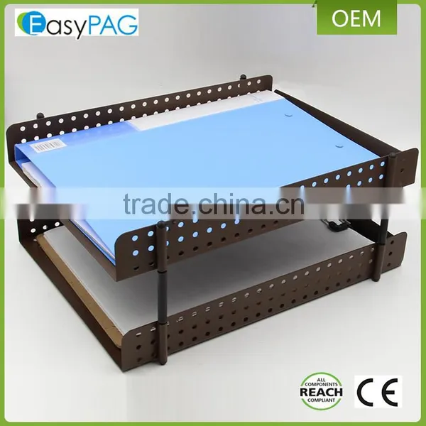 Best design removable double tier brown color metal document tray