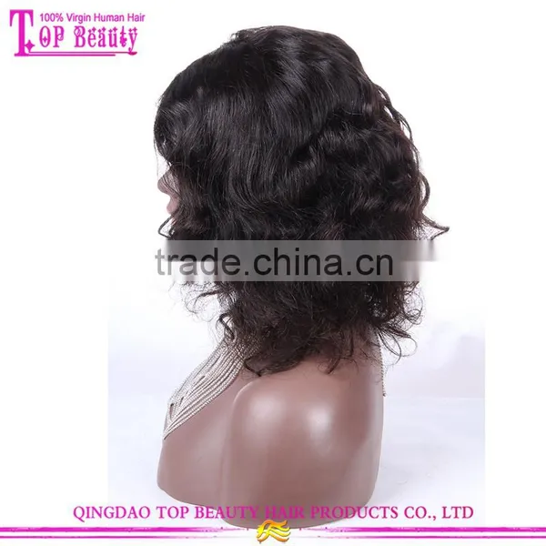 14 Inches Wholesale Cheap Brazilian Virgin Human Hair Full Lace Wig Sew In Side Part Bob Wigs photo-4