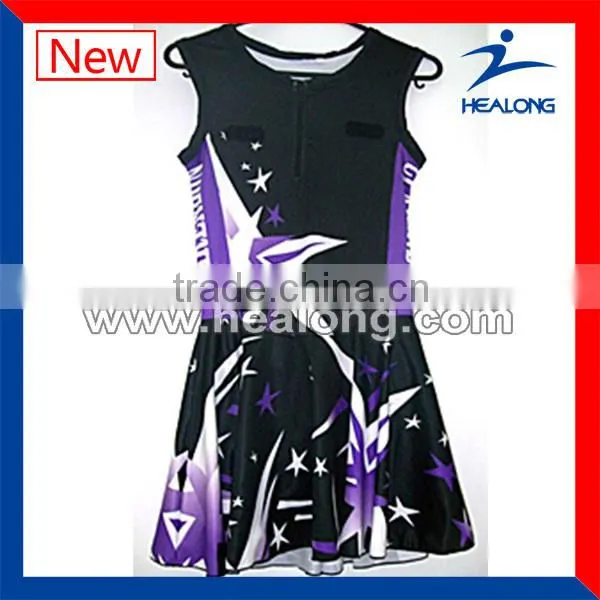 New Designer Women Zipper Placket Sublimation Printing Netball Dress photo-2