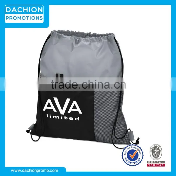 Customized Drawstring Backpack Bag With Mesh Pocket photo-5
