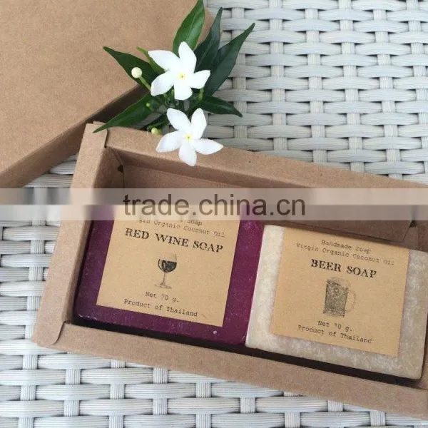 Beer and Wine Gift Set. Natural Soap With Organic Virgin Coconut Oil.