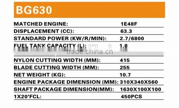 Big Power 2 Stroke Petrol Engine Backpack Type Brush Cutter BG630 photo-3