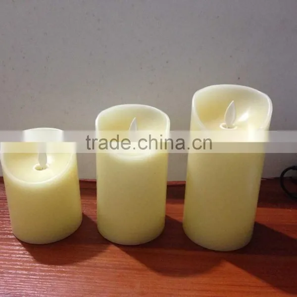 3pcs Flamless Moving Wick Real Wax Candles Led Paraffin Pillar Yellow Flickering Candles Led Flameless Candles photo-2