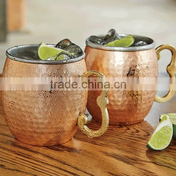 Solid Copper Hammered Moscow Mule Copper Mug 16 Oz photo-2