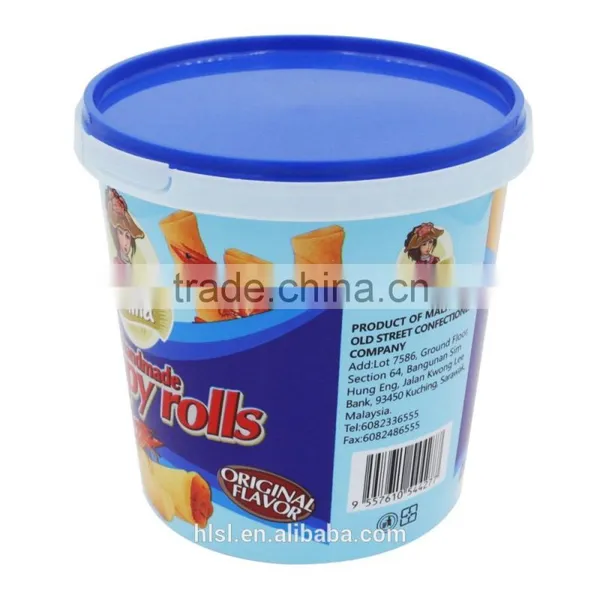 Cheap IML Logo Design Plastic Biscuit Box, Round Biscuit Container With Lid Packaging Suppliers photo-6