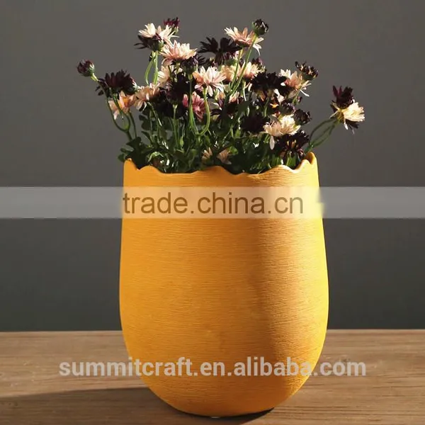 Modern Yellow Decorative Table Ware Pottery Vase photo-3