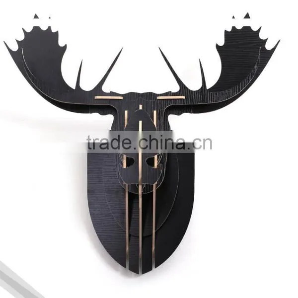 Latest Design Wood Craft Moose Head Wall Hanging Decoration photo-3