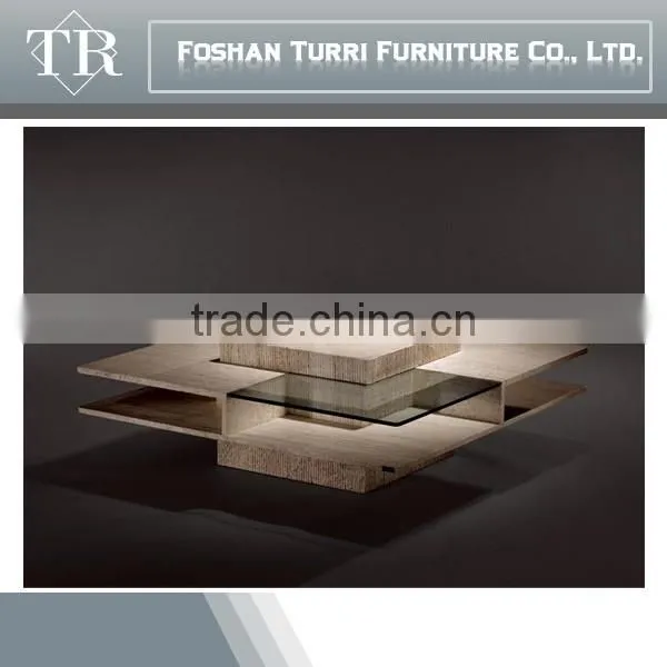 Luxury Glass Travertine Coffee Table,Living Room Furniture Design Tea Table photo-3