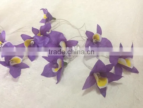 20 Battery Powered LED Purple Orchid Fairy Lights for Party and Decoration photo-5