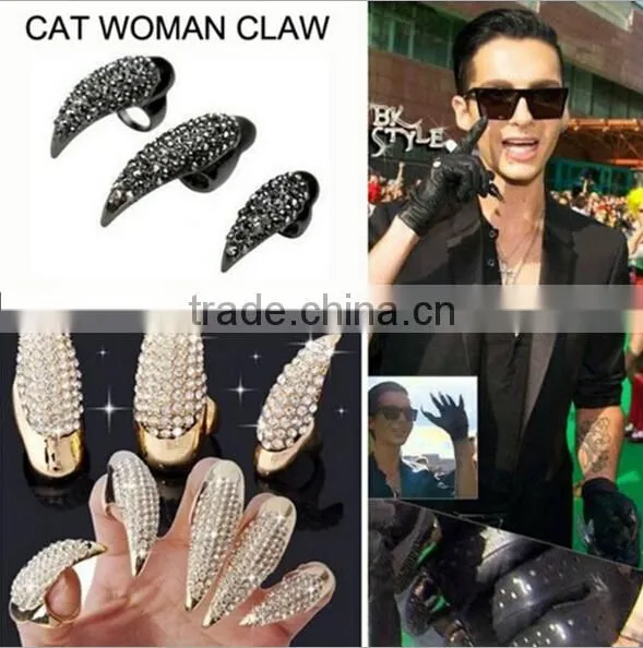 2016 hot Artifical eagle claw with diamond Nails ring For Men's