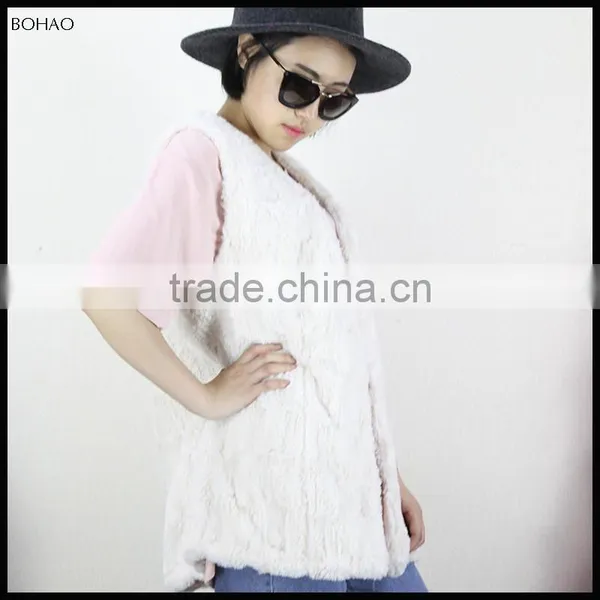 New Stylish Beautiful Knitted Women Rabbit Fur Vest photo-2