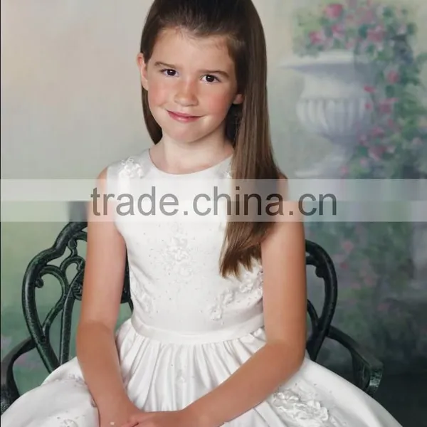 White Baby Gown Flower High Neck Children Party Dresses photo-2