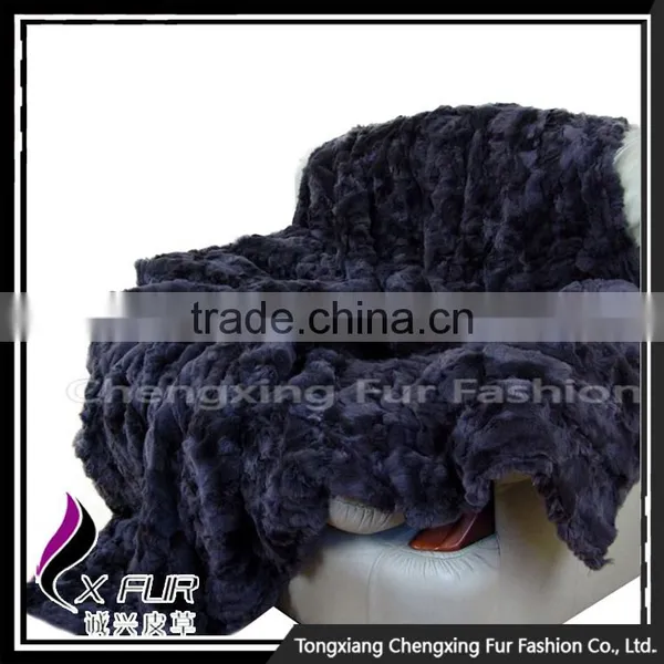 CX-D-03A Fur Throw Rex Rabbit Fur Royal Fluffy Blanket Genuine Fur Blanket photo-6