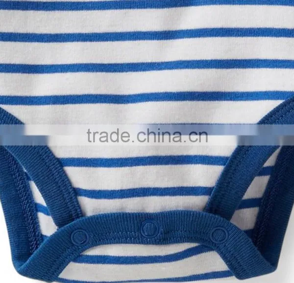 Fashion Short Sleeve Baby Toddler Clothing Striped Applique Baby Bodysuit With Pearl Stitch photo-2