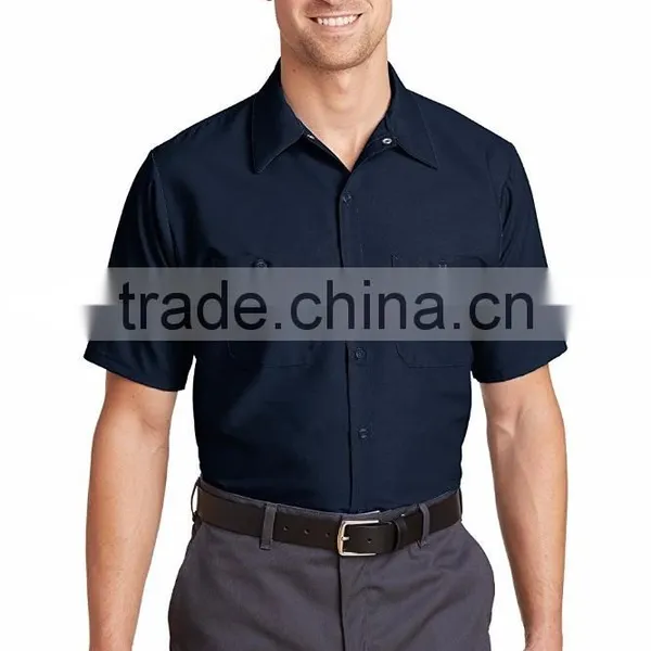 Factory Custom Logo Short Sleeve Shirt Uniform Work Clothes Cotton Mechanic Workwear In Baoding photo-5