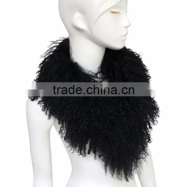 Myfur Detachable Customized Size Dyed Natural Mongolian Fur Trimmed Collar photo-3