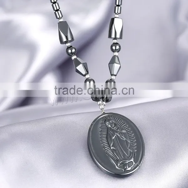Hematite Necklace With Natural Black Obsidian Necklace India New Products Beautiful Girl Necklace photo-3
