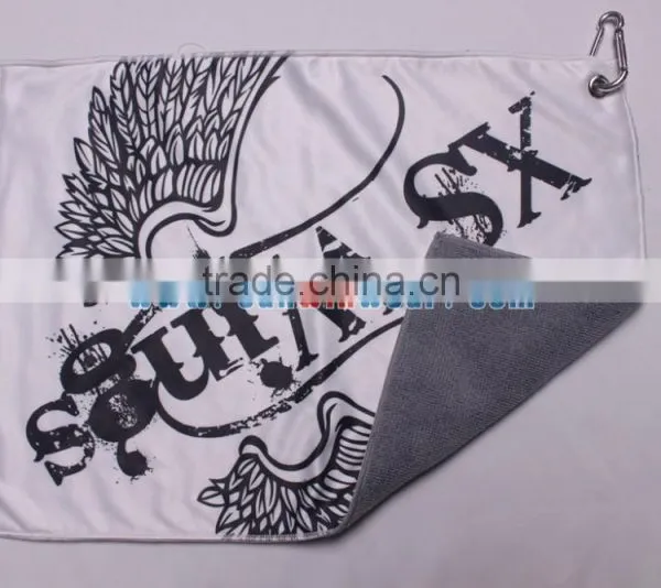 Wholesale Quality Sublimated Wiping Sweat Golf Towel Custom Hook Cleaning Towel photo-2
