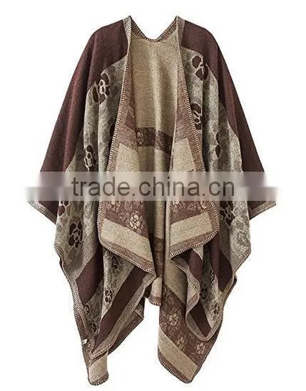 Women Cashmere Oversized Blanket Poncho Cape Shawl Long Cardigan Women Winter Coat photo-4