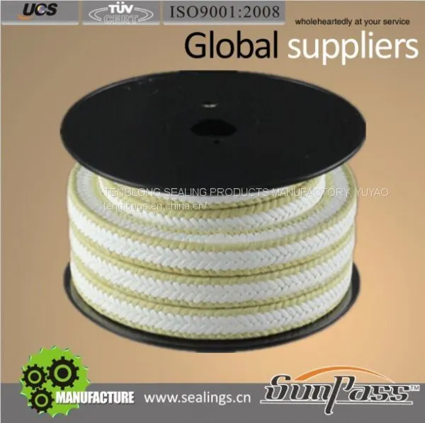 100% Virgin Teflon Packing Braided Packing PTFE With Kevlar Corner Braided Gland Packing
