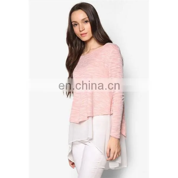 Muslim Layered Dip Hem Long Sleeve Sweater Blouse for Women Islamic Clothing photo-2