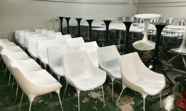 Modern Fiberglass Shell Metal Legs Living Room Leisure Coffee Chair photo-4